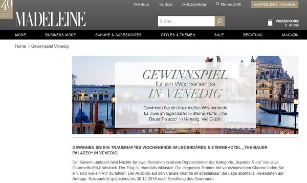 Venedig Reise Gewinnspiel Madeleine Mode Versand 2018