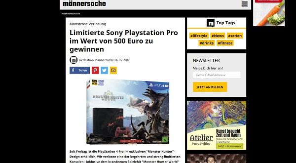 Männersache Gewinnspiel limitierte Playstation Pro 4 Monster Hunter