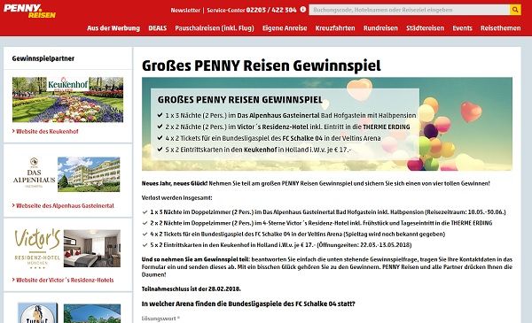 Penny Reisen Gewinnspiel Kurzurlaube und Bundesligatickets