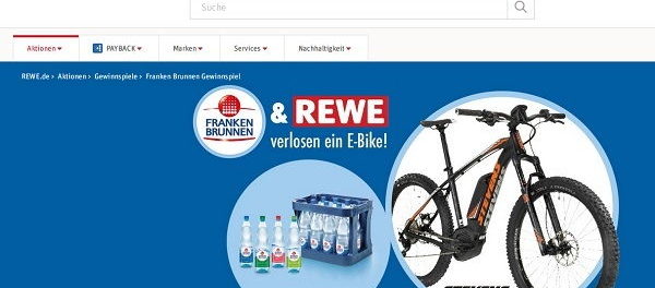 REWE Gewinnspiel Franken Brunnen E-Bike
