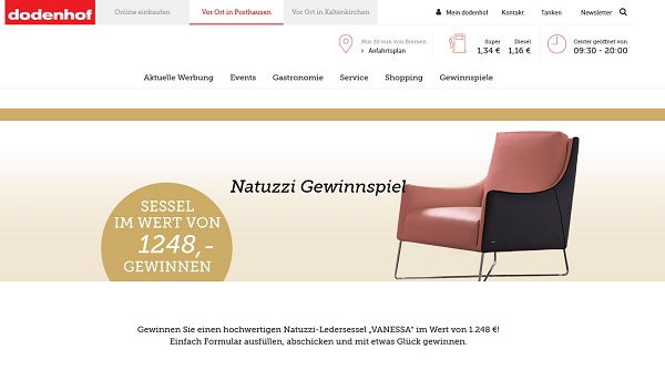 Dodenhof Möbel-Gewinnspiel Natuzzi-Ledersessel „VANESSA“