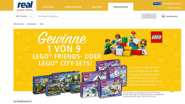real Gewinnspiele Lego Friends und Lego City Sets