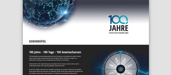 100 Jahre Panasonic Gewinnspiel Glücksrad drehen und gewinnen