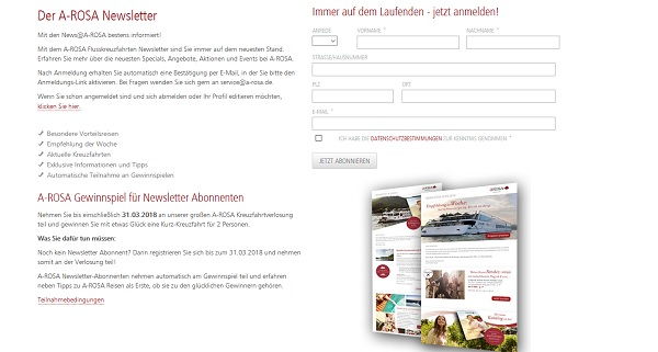 A-Rosa Kreuzfahrten Gewinnspiel Kurz-Kreuzfahrt für 2 Personen gewinnen