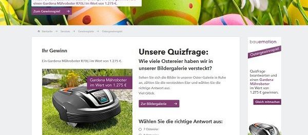 Bauemotion Oster-Gewinnspiel 2018 Gardena Mähroboter