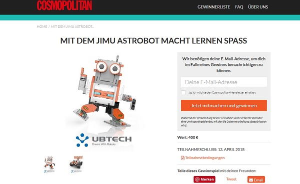 Cosmopolitan Gewinnspiel Roboterbaukasten für Kinder gewinnen