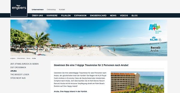 Karibik Reise Gewinnspiel Engbers Aruba Inselurlaub