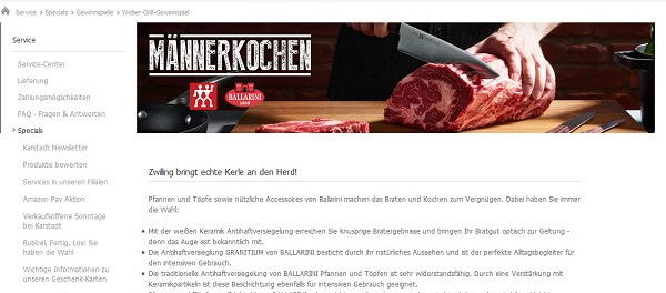Karstadt Gewinnspiel Männerkochen Weber Grills gewinnen