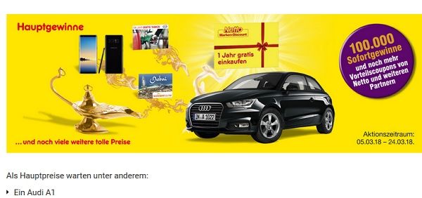 Auto Gewinnspiel Audi A1 Netto Marken Discount und DeutschlandCard