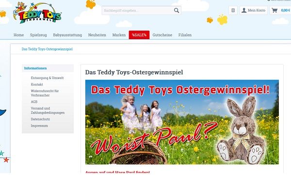 Teddy Toys Oster-Gewinnspiel Gutscheine gewinnen