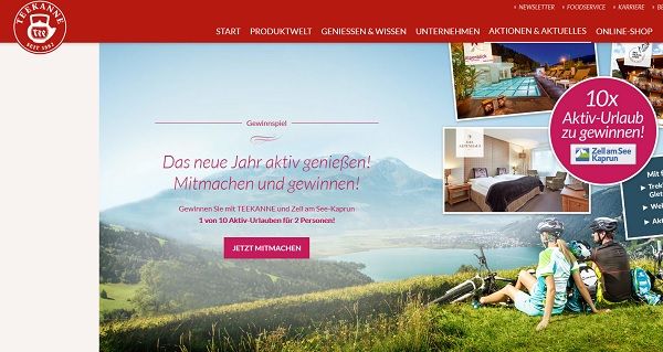 Reise-Gewinnspiel Teekanne verlost 10 Aktiv-Urlaube