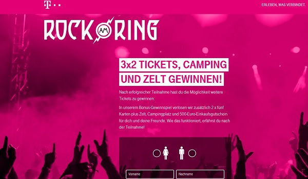 Telekom Rock am Ring Gewinnspiel Tickets und Campingausrüstung