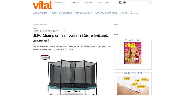 Vital Magazin Gewinnspiel Berg Champion Trampolin