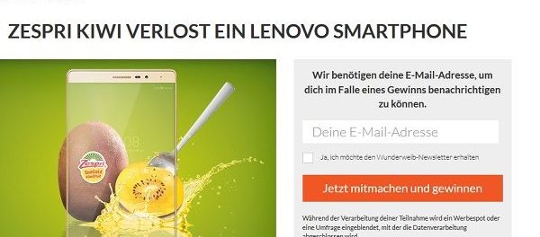 Wunderweib Gewinnspiel Lenovo Smartphone Zespri Kiwi