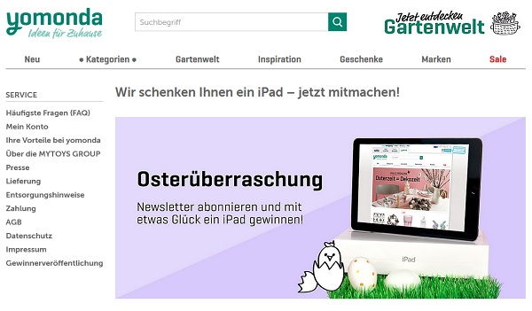 Oster-Gewinnspiel Yomonda Gartenwelt Apple iPad Verlosung