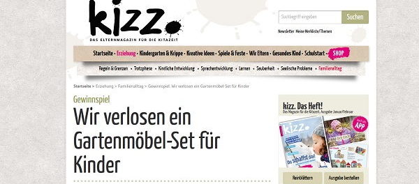 kizz Magazin Gewinnspiel Kinder Gartenmöbel Set