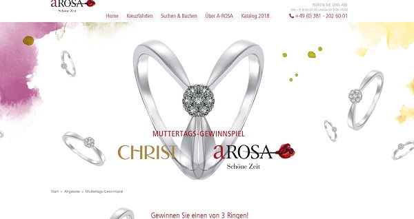 A-Rosa Kreuzfahrten Muttertags Gewinnspiel 3 Diamantringe