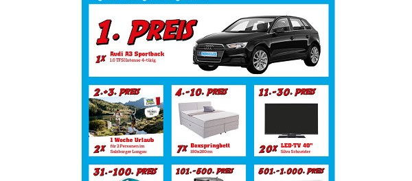 Auto Gewinnspiel Möbelix Audi A3 Sportsback