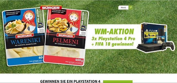 Bürger Gewinnspiel WM-Aktion Playstation 4