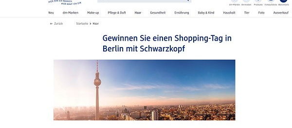 DM Gewinnspiel Schwarzkopf Berlin Shopping Reise