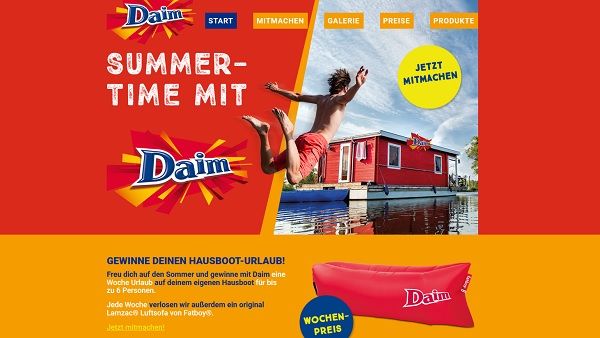 Hausboot Urlaub Gewinnspiel Daim Summertime Fotoaktion