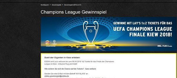 Edeka Gewinnspiel Lay´s UEFA Champions League Finale Kiew Reise