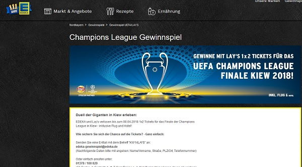 Edeka Gewinnspiel Lay´s UEFA Champions League Finale Kiew Reise