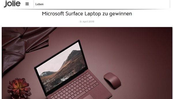 Jolie Gewinnspiel Microsoft Surface Laptop