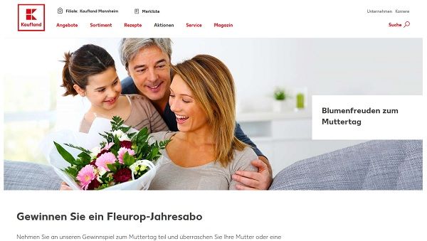 Kaufland Muttertag Gewinnspiel Fleurop Blumen Jahresabo gewinnen