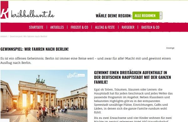 Kribbelbunt Gewinnspiel Berlin Familienreise gewinnen