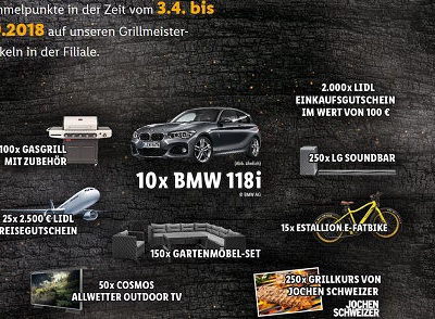 Lidl Gewinnspiel Grillmeister 2018 BMW 118i