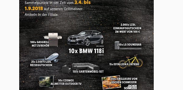 Auto Gewinnspiel BMW 118i Lidl Grillmeister Sammelaktion 2018