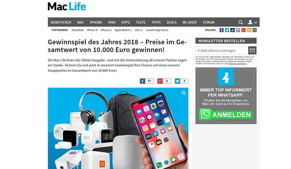 Gewinnspiel des Jahres Mac Life Magazin Preise im Gesamtwert von 10.000 Euro