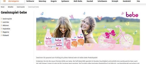 Müller und bebe Fahrrad Gewinnspiel