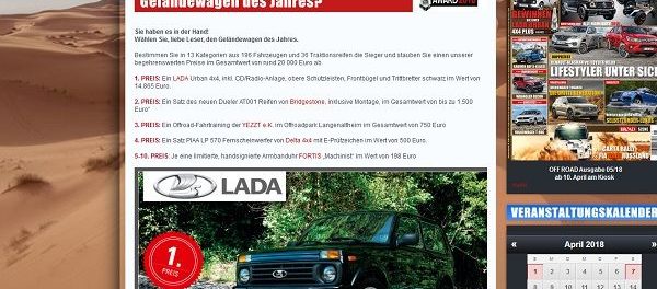 Auto-Gewinnspiel Off Road Magazin Lada 4&#215;4 Urban Plus
