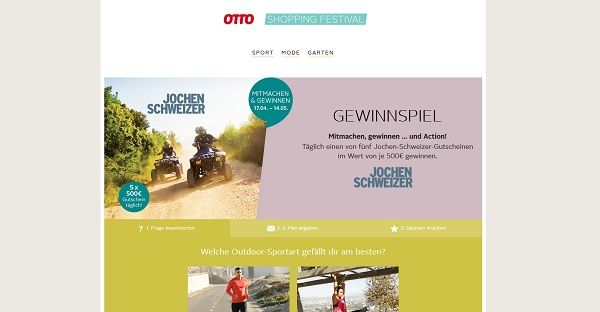 Otto Shopping Festival Gewinnspiel Jochen Schweizer 500 Euro Gutscheine