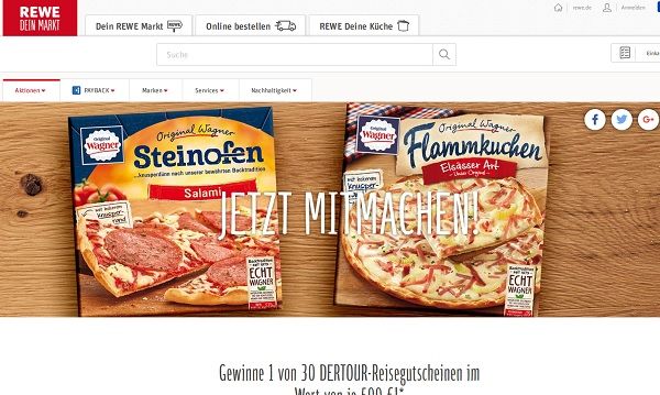 REWE Gewinnspiel Wagner Pizza 30 DERTOUR Reisegutscheine