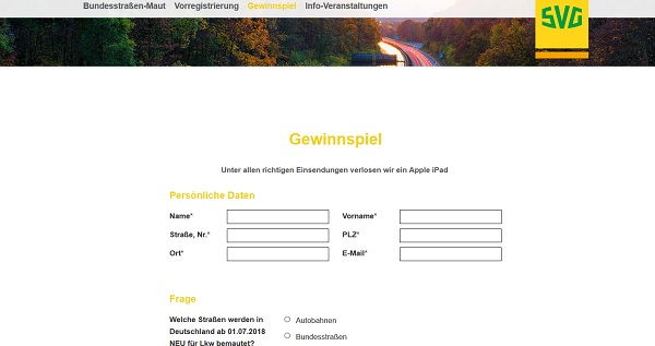 SVG Bundesstraßenmaut Gewinnspiel Apple iPad