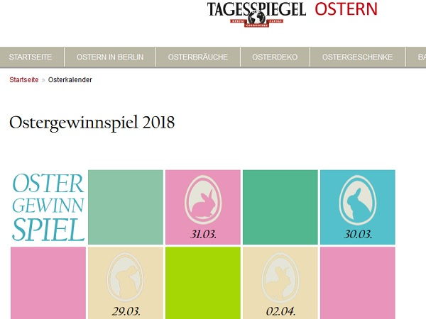 Osterkalender Gewinnspiel Tagesspiegel 2018