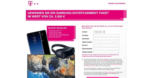 Telekom Gewinnspiel Samsung Entertainment Paket