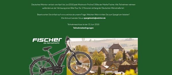 Weintor Gewinnspiel Fischer E-Bike 2018