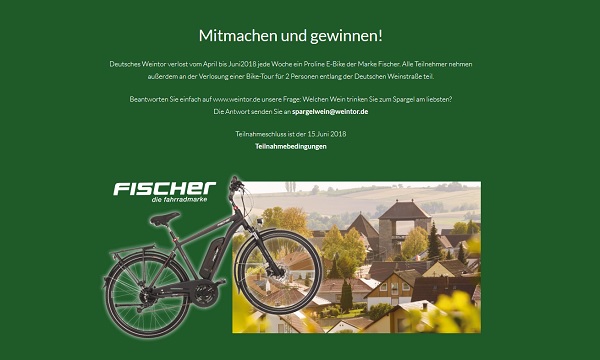 Weintor Gewinnspiel Fischer E-Bike 2018
