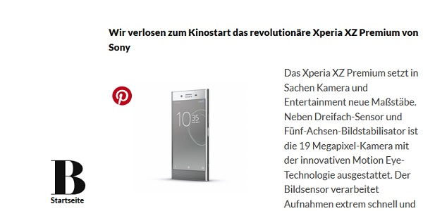 Brigitte Gewinnspiel Sony Xperia XZ Premium Smartphone