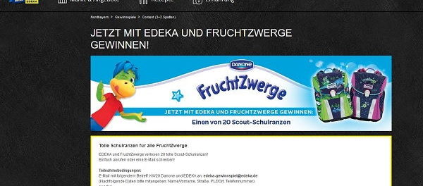 EDEKA Fruchtzwerge Gewinnspiel 20 Scout Schulranzen
