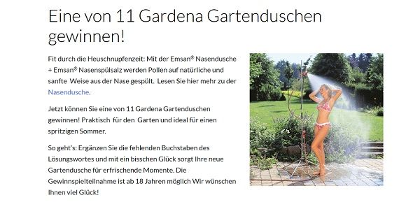 Emsan Gewinnspiel 11 Gardena Gartenduschen