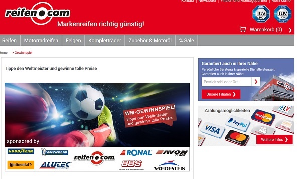 Fußball WM Gewinnspiel reifen.com
