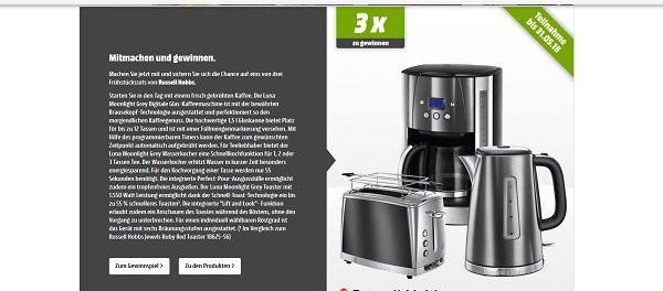 Media Markt Gewinnspiel Russel Hobbs Frühstückssets