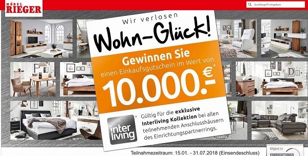 Möbel Rieger Gewinnspiel 10.000 Euro Einkaufsgutschein gewinnen