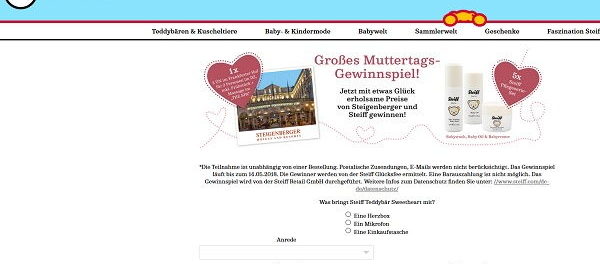 Steiff Muttertags-Gewinnspiel 2018 Steigenberger Hotelaufenthalt