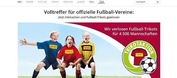 Takko Fashion Gewinnspiel Fußball-Trikots 4.500 Mannschaften